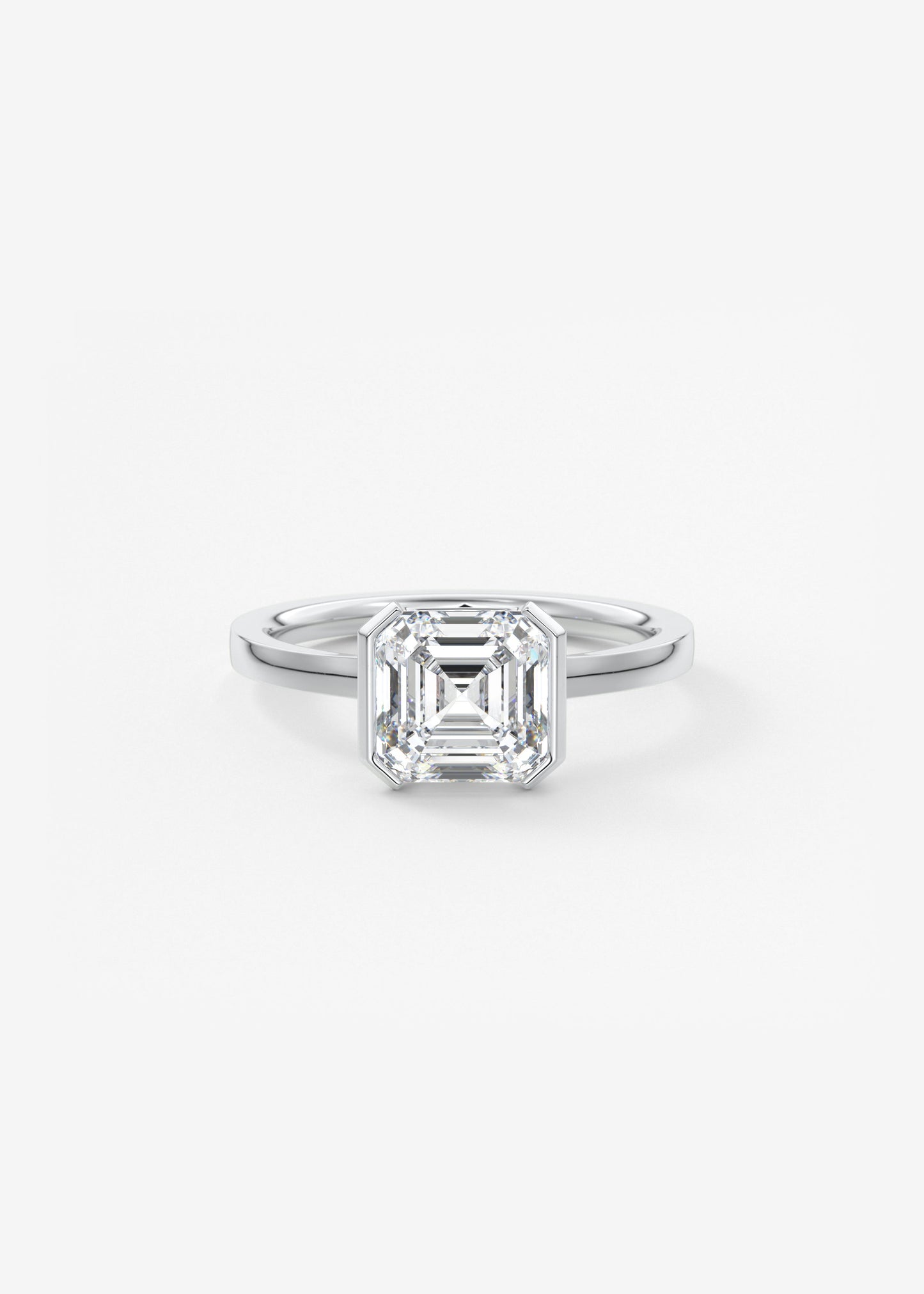 Asscher East West Half Bezel Lab Grown Diamond Engagement Ring