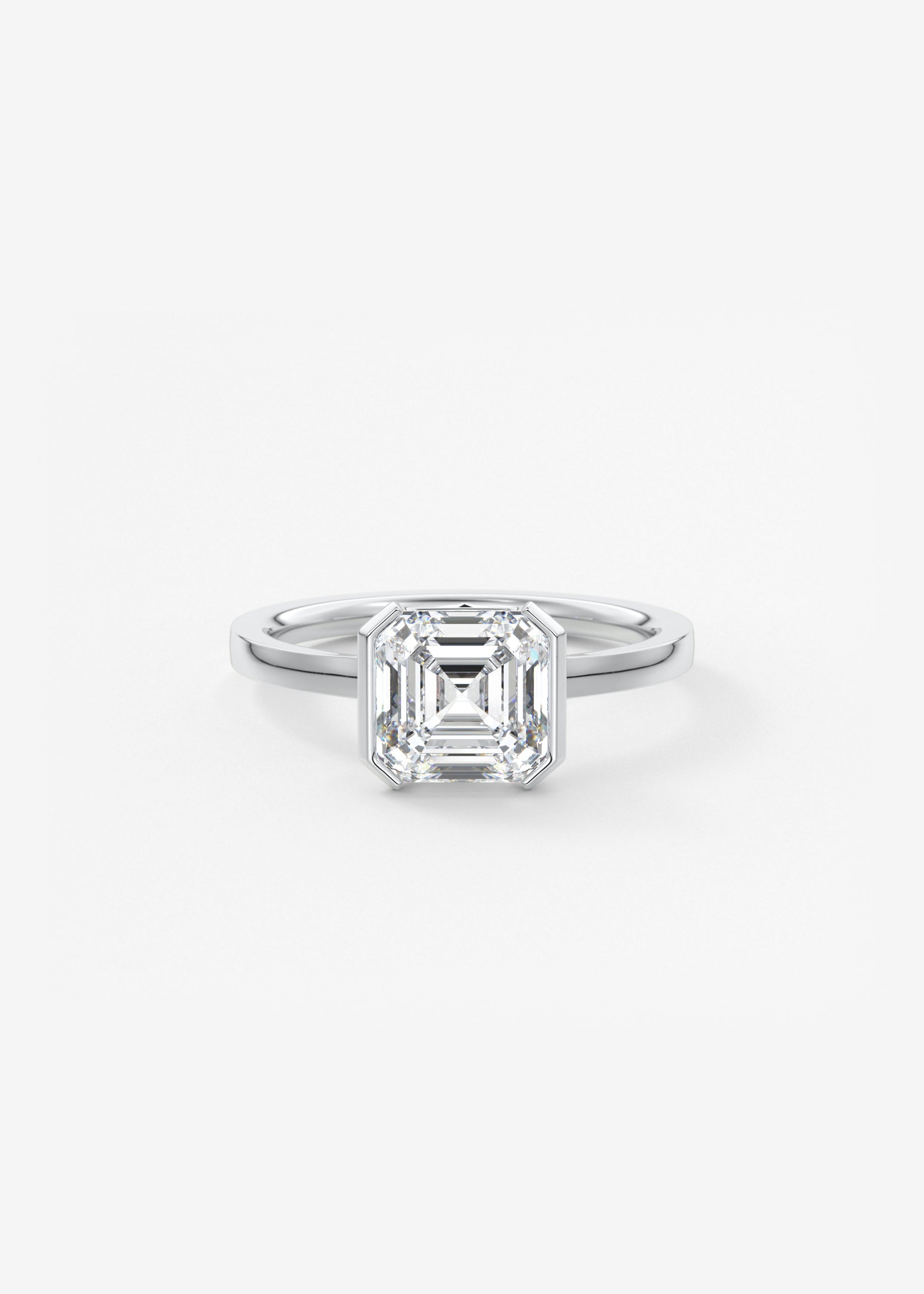 Asscher East West Half Bezel Lab Grown Diamond Engagement Ring