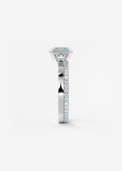Asscher East West Half Bezel Lab Grown Diamond Engagement Ring