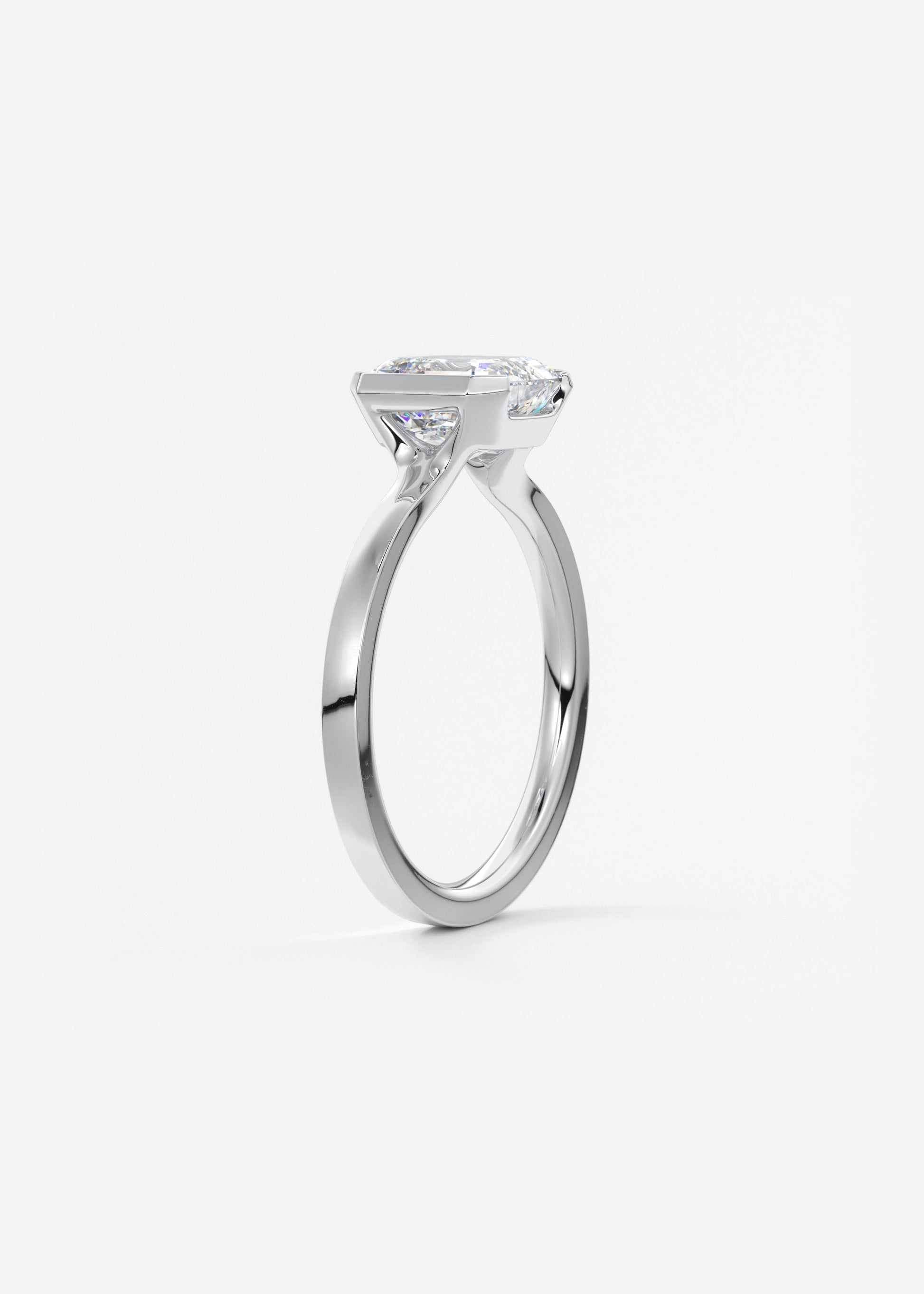 Asscher East West Half Bezel Lab Grown Diamond Engagement Ring