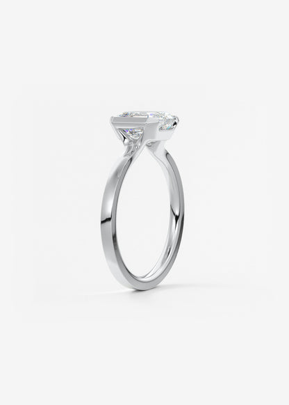 Asscher East West Half Bezel Lab Grown Diamond Engagement Ring