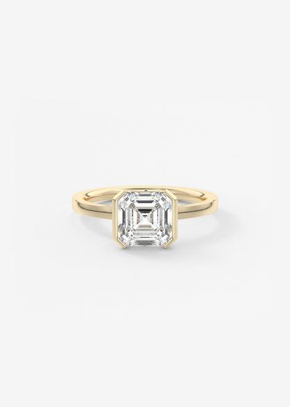 Asscher East West Half Bezel Lab Grown Diamond Engagement Ring