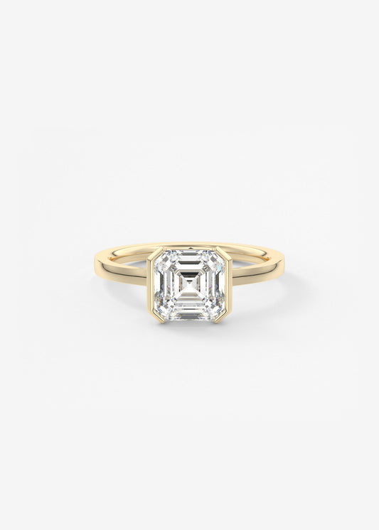 Asscher East West Half Bezel Lab Grown Diamond Engagement Ring