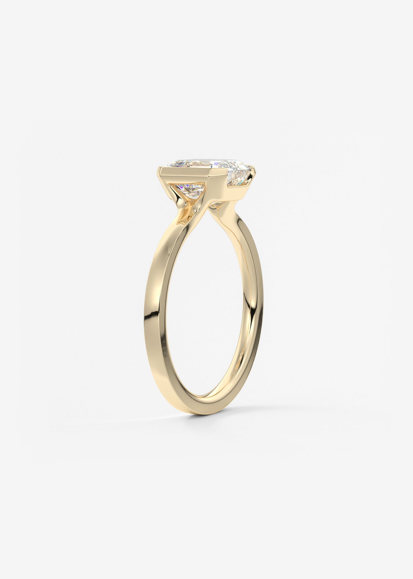 Asscher East West Half Bezel Lab Grown Diamond Engagement Ring