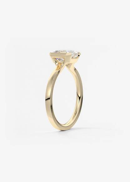 Asscher East West Half Bezel Lab Grown Diamond Engagement Ring