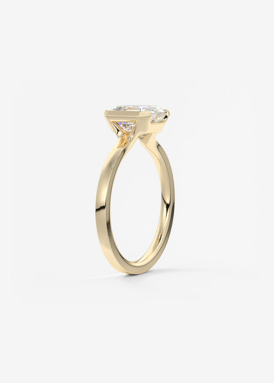Asscher East West Half Bezel Lab Grown Diamond Engagement Ring