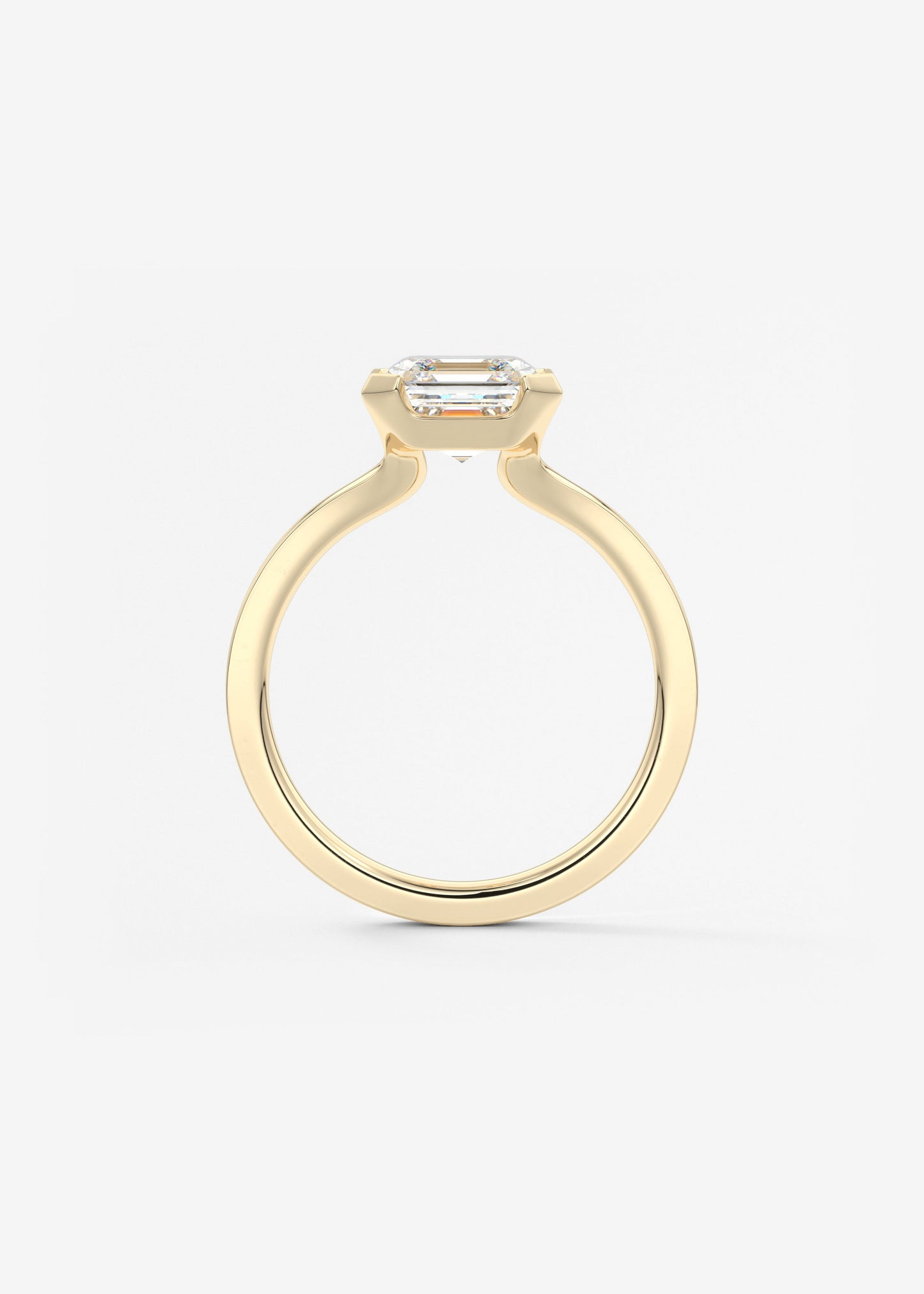 Asscher East West Half Bezel Lab Grown Diamond Engagement Ring