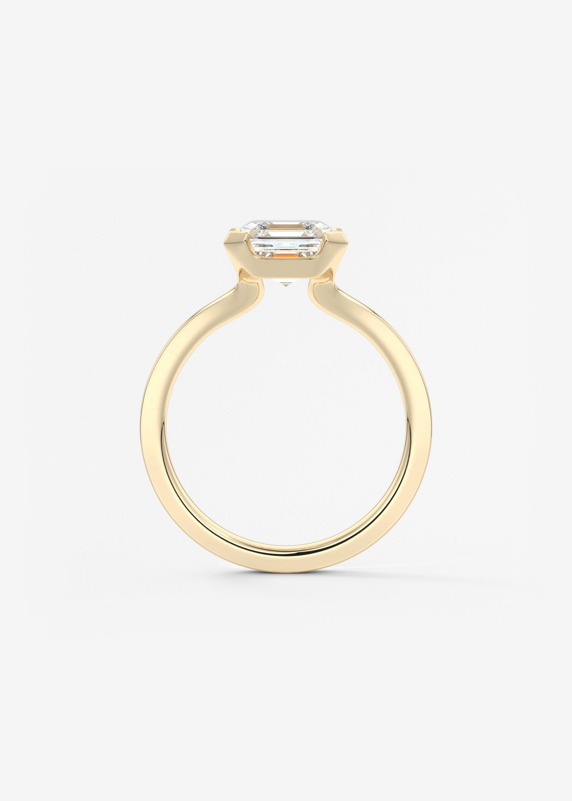 Asscher East West Half Bezel Lab Grown Diamond Engagement Ring