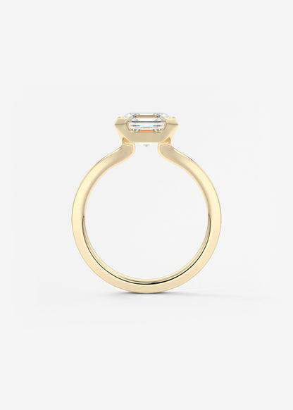Asscher East West Half Bezel Lab Grown Diamond Engagement Ring