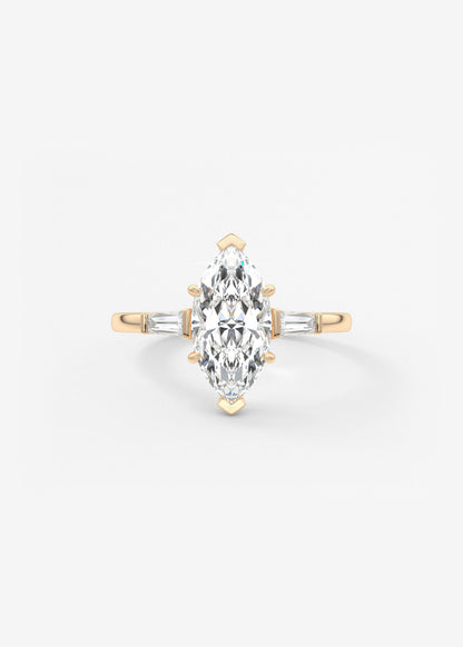 Marquise Three Stone Lab Grown Diamond Engagement Ring