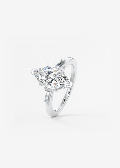 Marquise Three Stone Lab Grown Diamond Engagement Ring