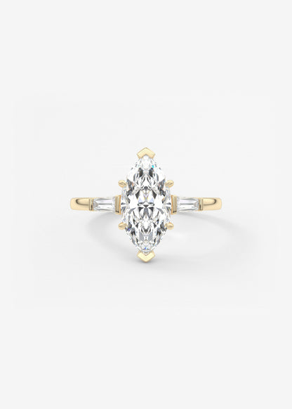 Marquise Three Stone Lab Grown Diamond Engagement Ring