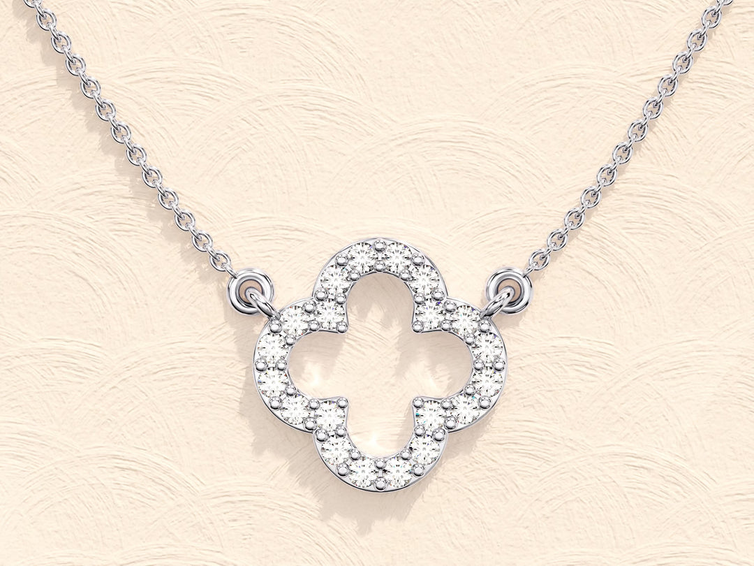 0.4 TCW Round Shape Moissanite Clover Necklace