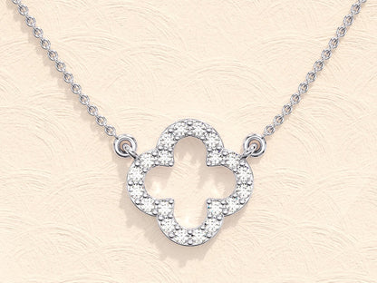 0.4 TCW Round Shape Moissanite Clover Necklace
