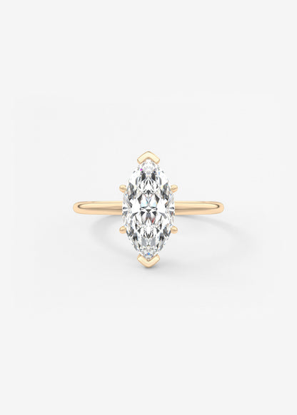 Marquise Three Stone Bezel Lab Grown Diamond Engagement Ring