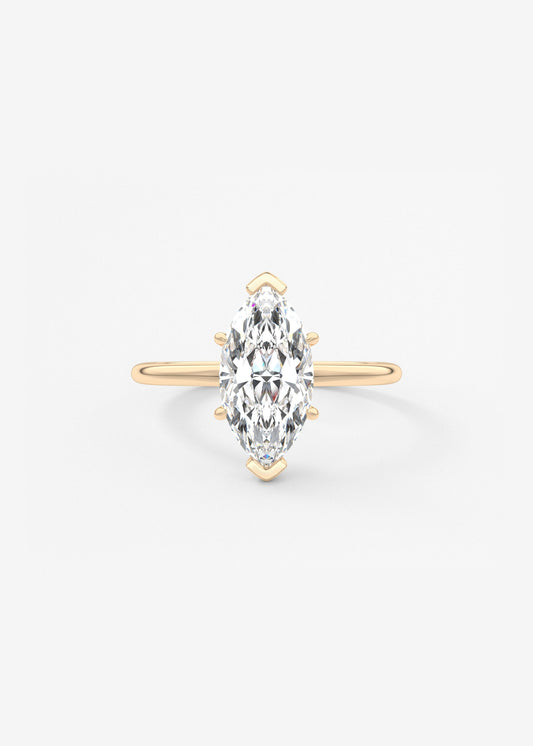 Marquise Three Stone Bezel Lab Grown Diamond Engagement Ring