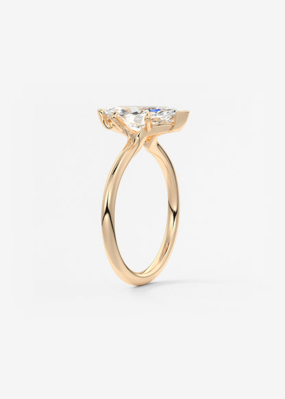 Marquise Three Stone Bezel Lab Grown Diamond Engagement Ring