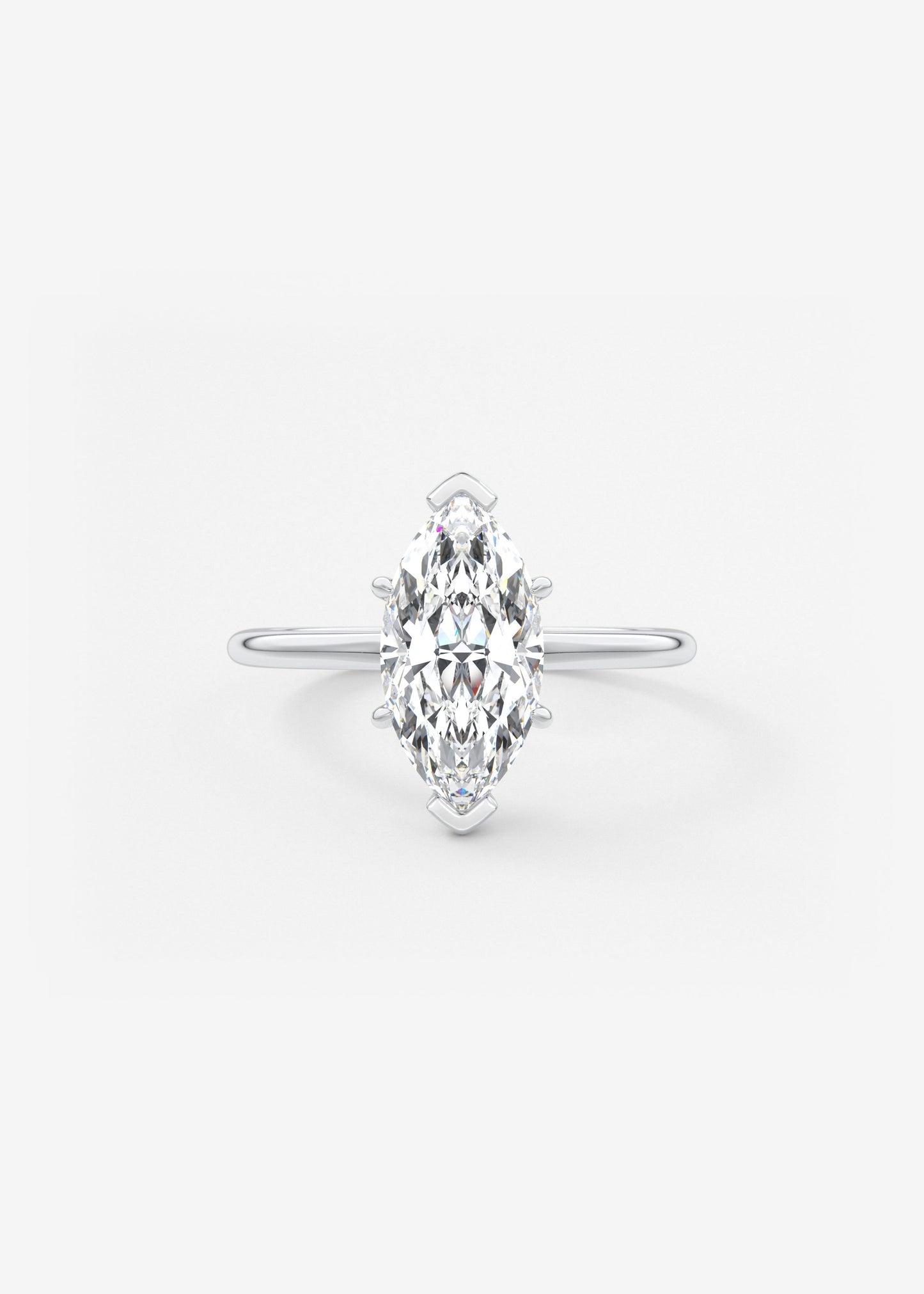Marquise Three Stone Bezel Lab Grown Diamond Engagement Ring