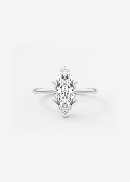Marquise Three Stone Bezel Lab Grown Diamond Engagement Ring