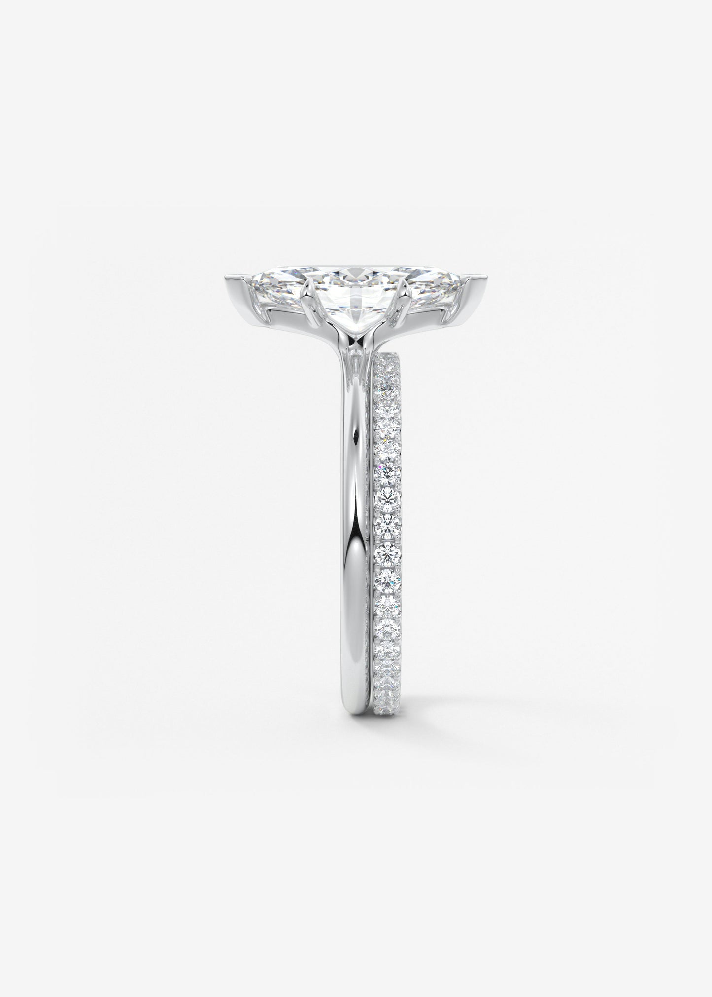 Marquise Three Stone Bezel Lab Grown Diamond Engagement Ring