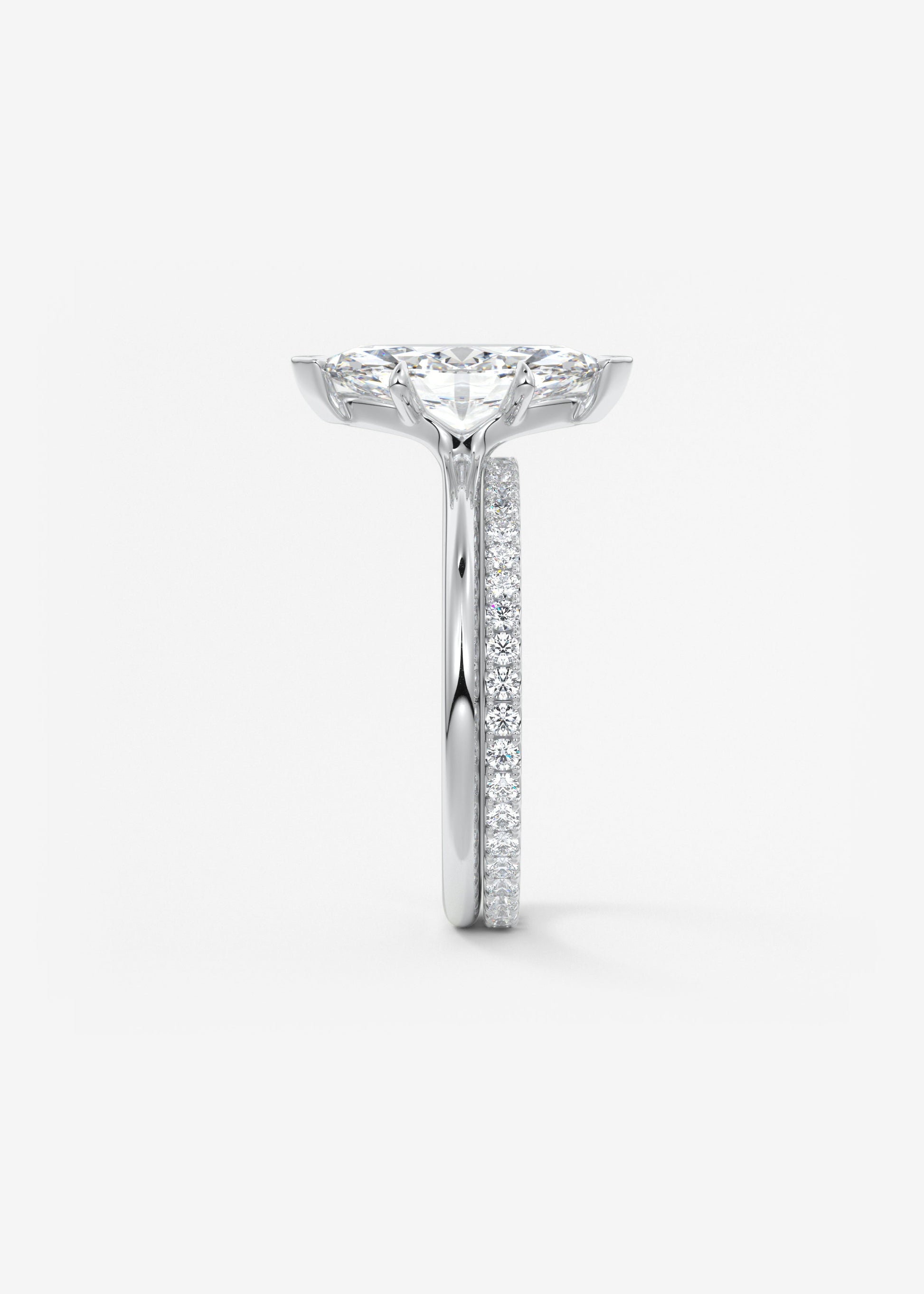 Marquise Three Stone Bezel Lab Grown Diamond Engagement Ring