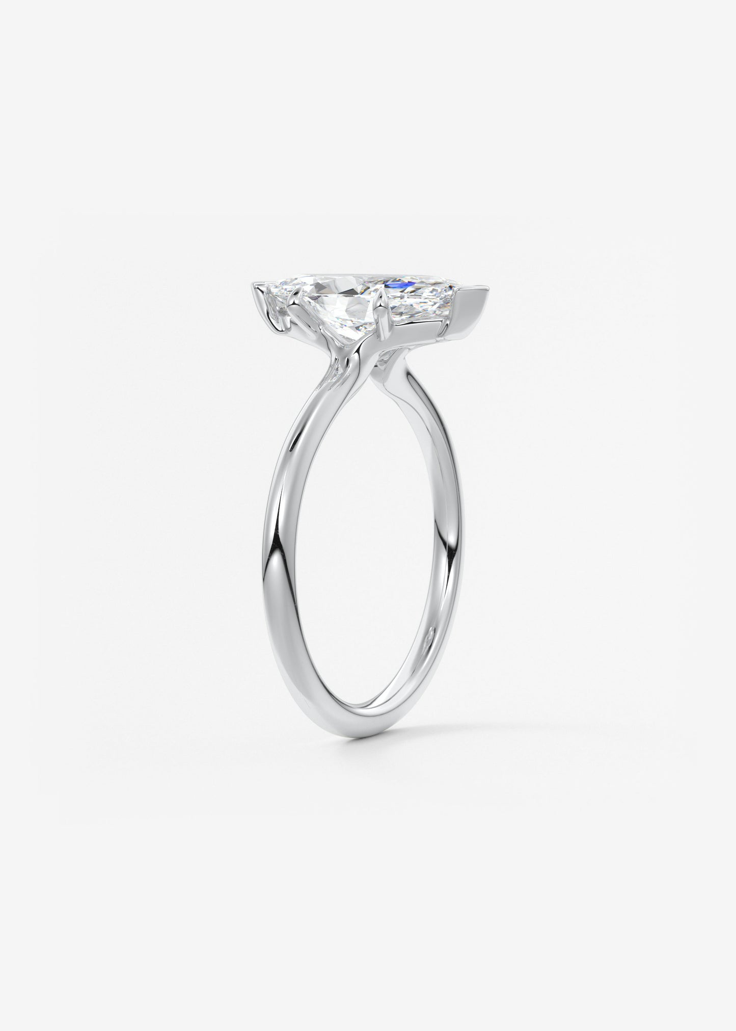 Marquise Three Stone Bezel Lab Grown Diamond Engagement Ring