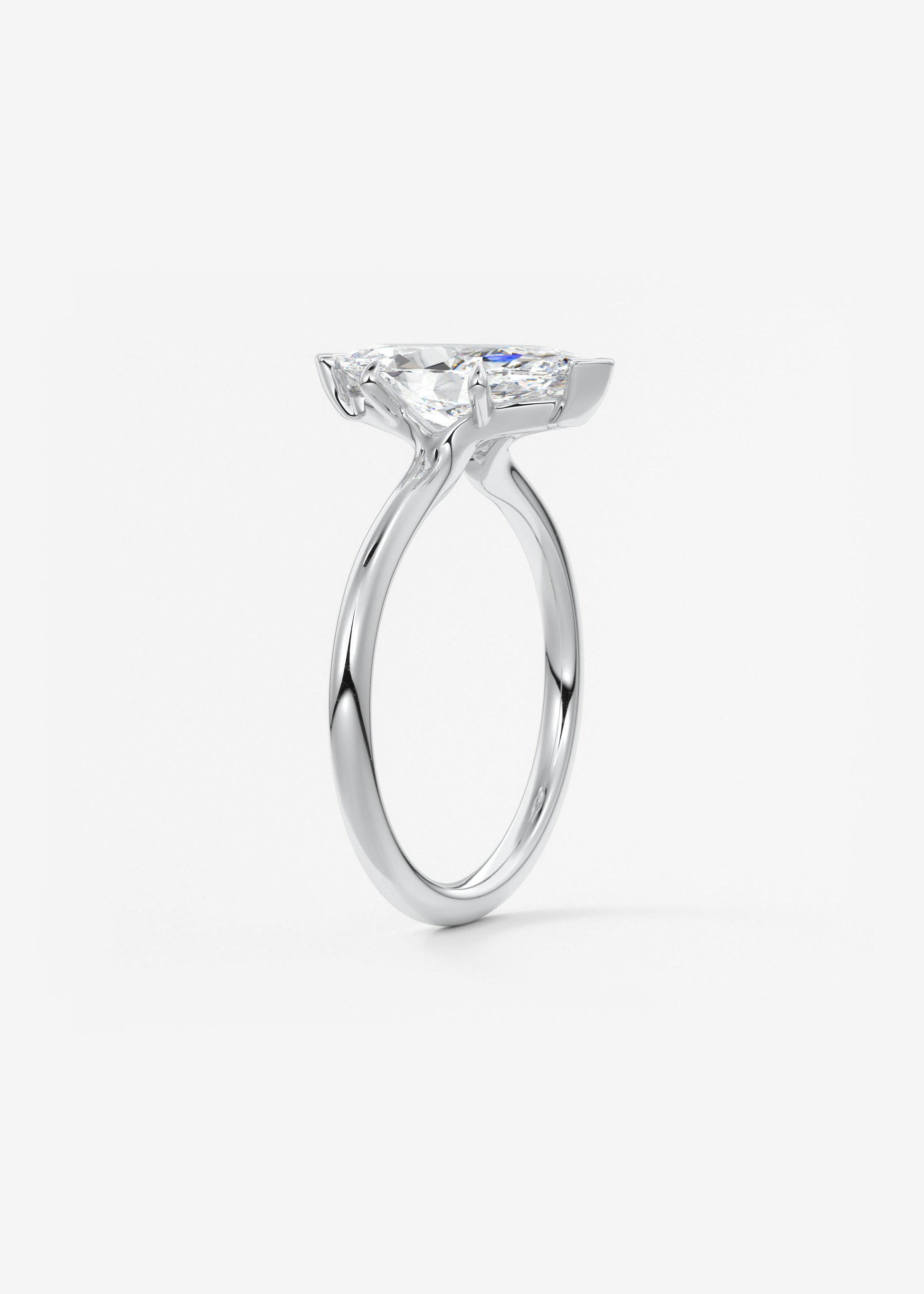 Marquise Three Stone Bezel Lab Grown Diamond Engagement Ring