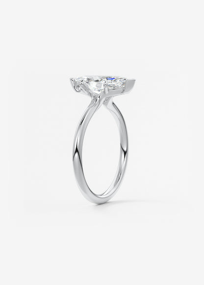Marquise Three Stone Bezel Lab Grown Diamond Engagement Ring