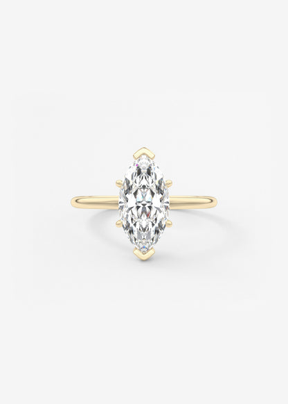 Marquise Three Stone Bezel Lab Grown Diamond Engagement Ring