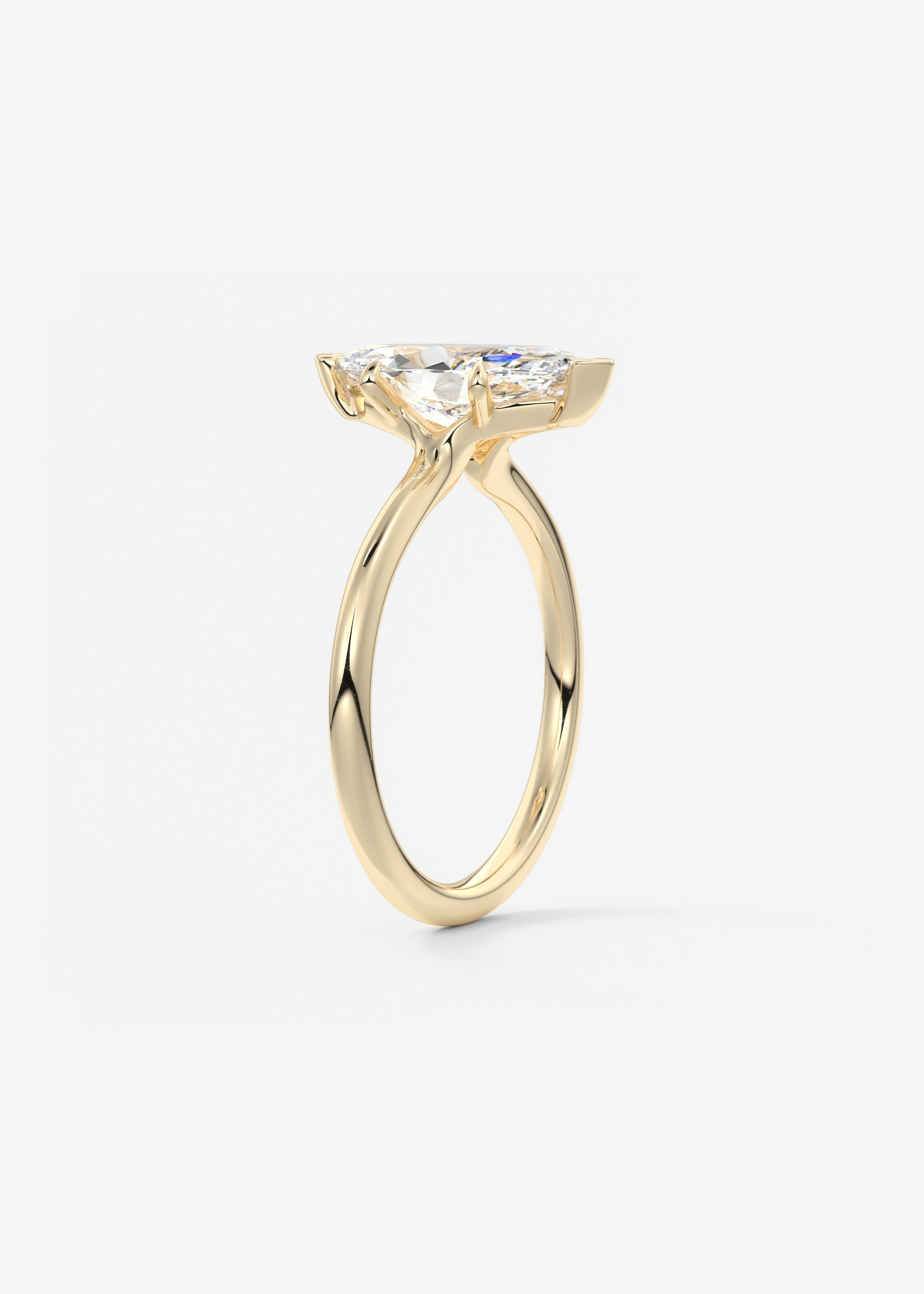 Marquise Three Stone Bezel Lab Grown Diamond Engagement Ring