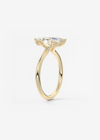 Marquise Three Stone Bezel Lab Grown Diamond Engagement Ring