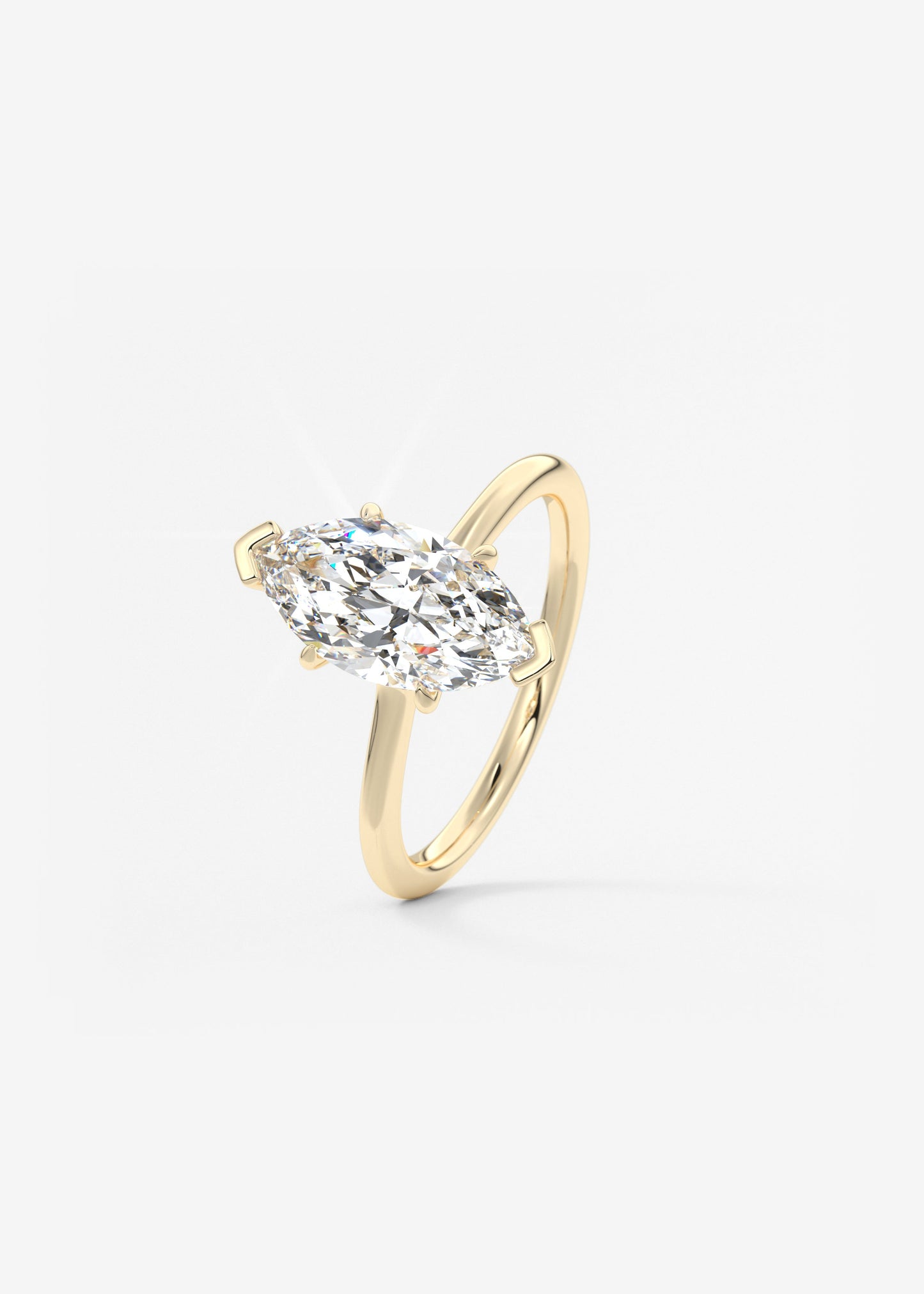 Marquise Three Stone Bezel Lab Grown Diamond Engagement Ring