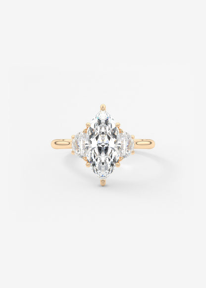 Marquise Three Stone Lab Grown Diamond Engagement Ring