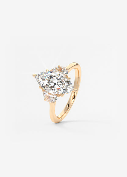 Marquise Three Stone Lab Grown Diamond Engagement Ring