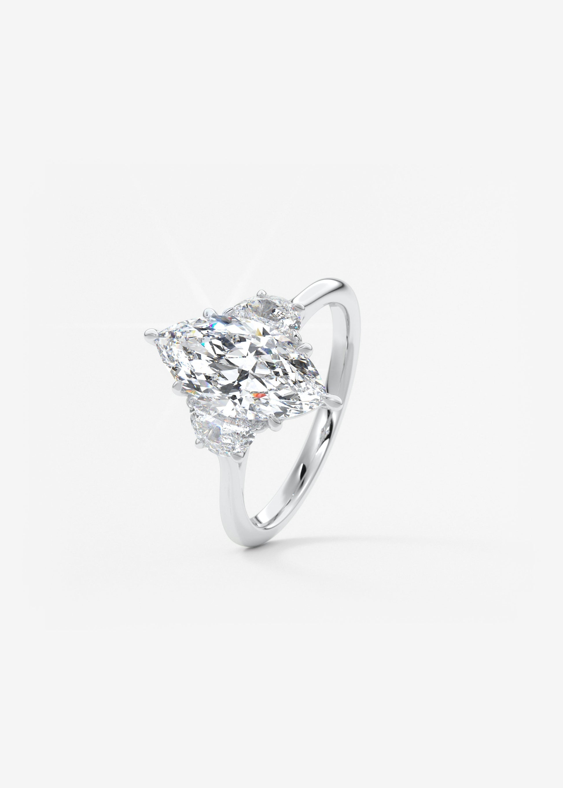 Marquise Three Stone Lab Grown Diamond Engagement Ring