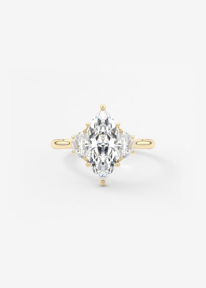Marquise Three Stone Lab Grown Diamond Engagement Ring