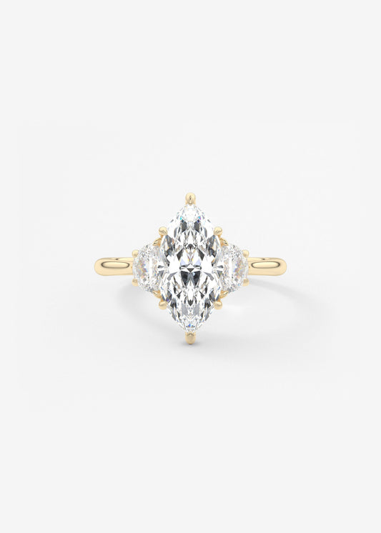 Marquise Three Stone Lab Grown Diamond Engagement Ring