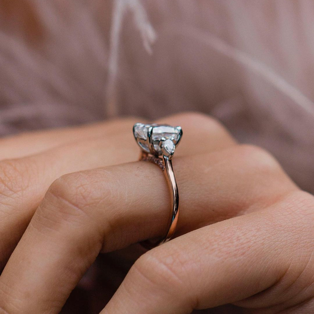 Cushion Three Stone Lab Grown Diamond Engagement Ring