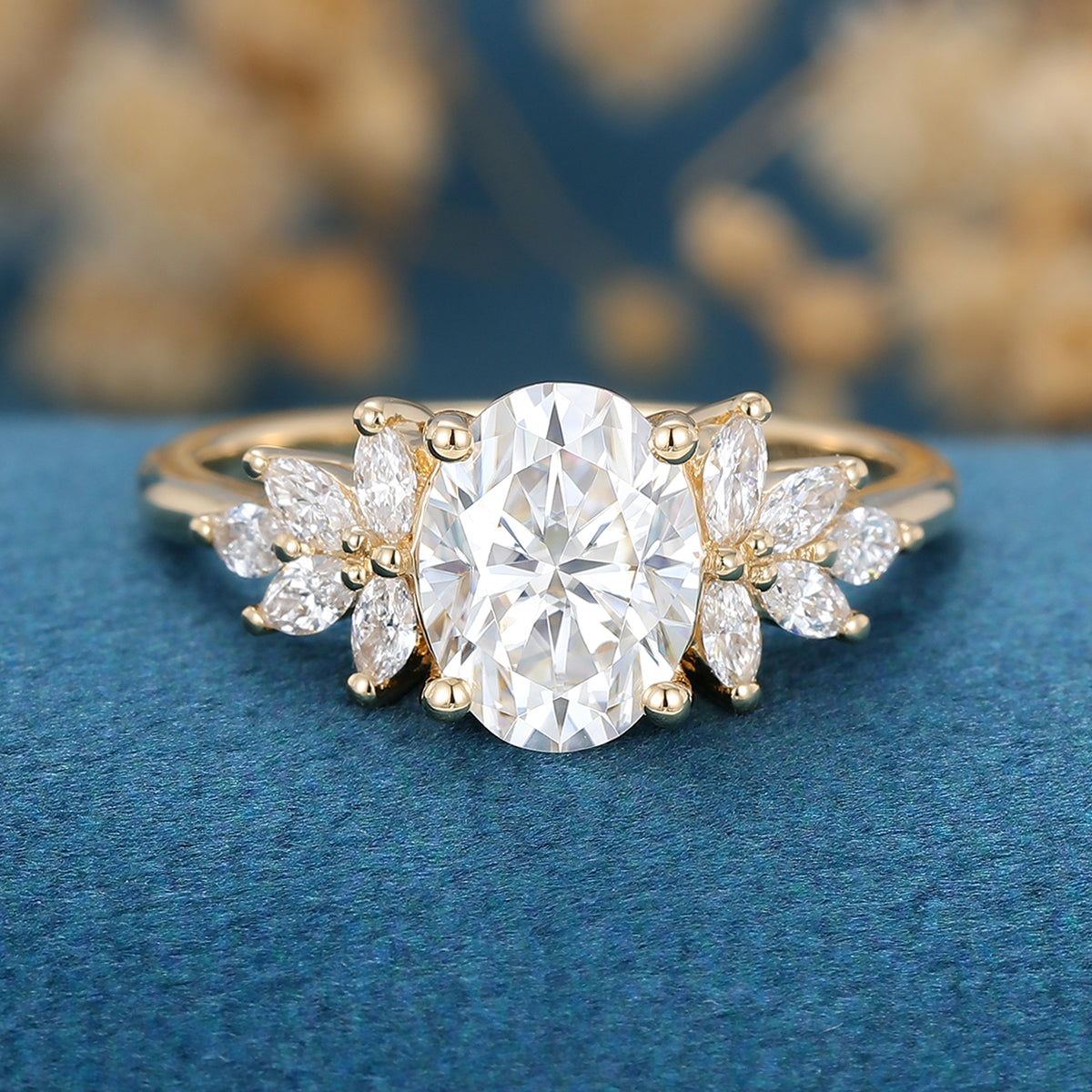 Oval Cluster Lab Grown Diamond Engagement Ring