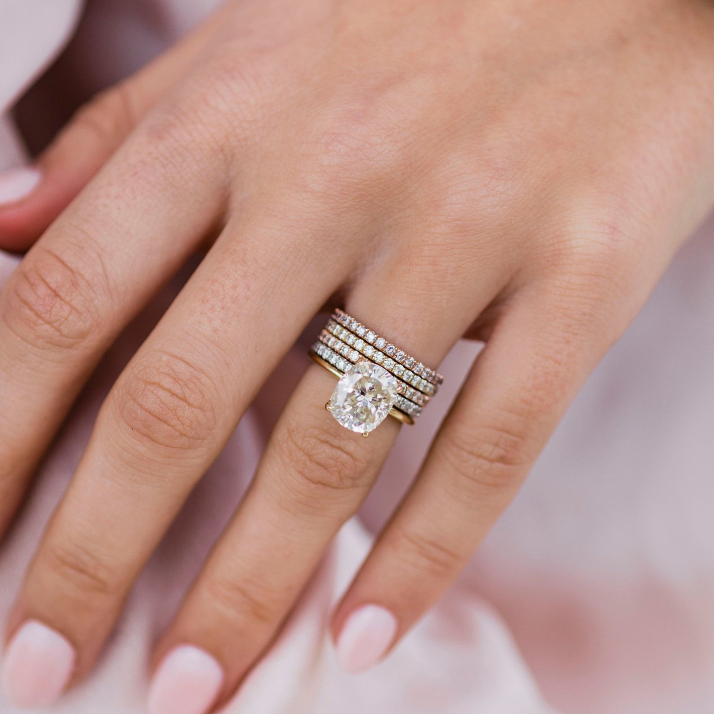 Elongated Cushion Solitaire Lab Grown Diamond Engagement Ring