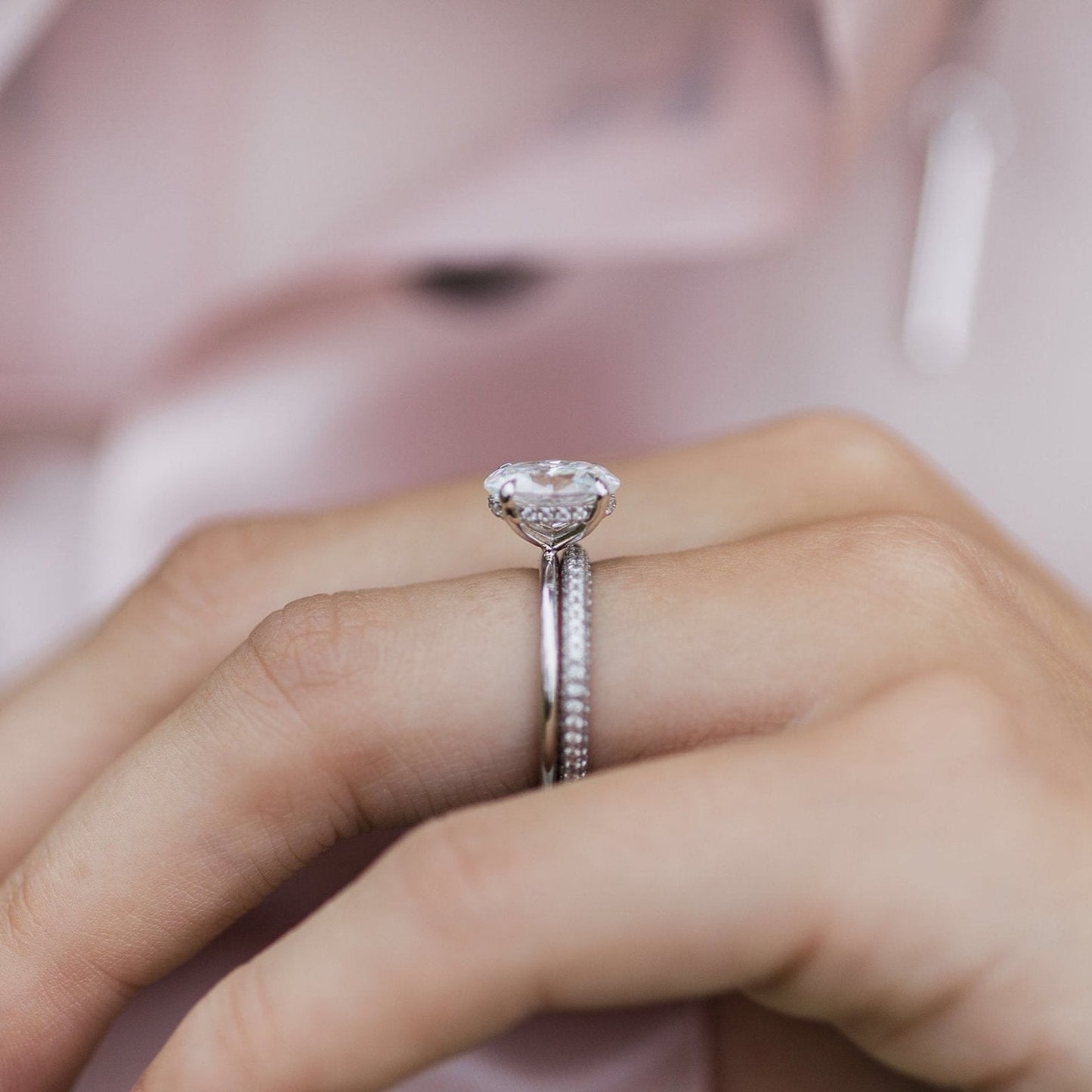 Oval Hidden Halo Lab Grown Diamond Engagement Ring
