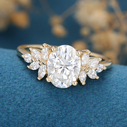 Oval Cluster Lab Grown Diamond Engagement Ring