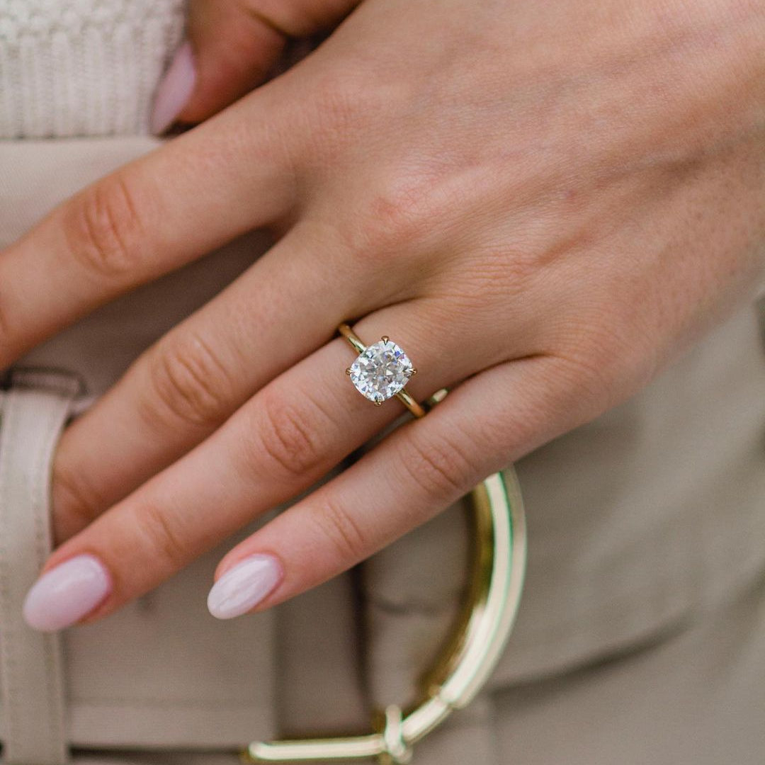 Cushion Pave Lab Grown Diamond Engagement Ring