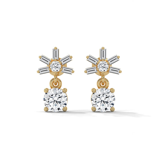 1 TCW Round & Baguette Cut Moissanite Huggies Earrings