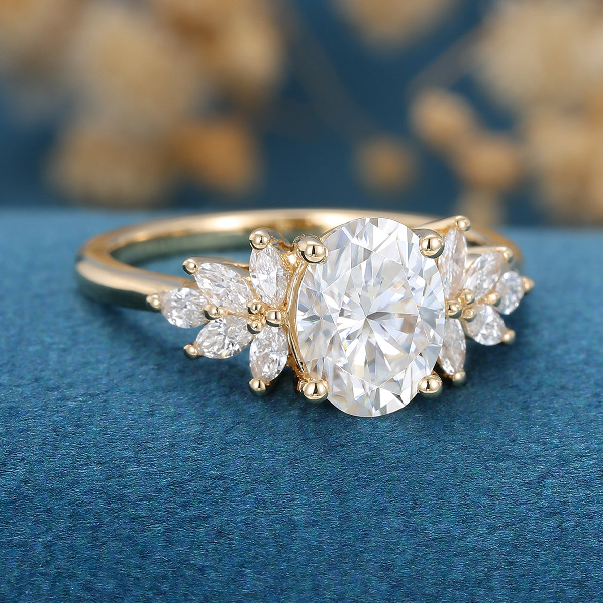 Oval Cluster Lab Grown Diamond Engagement Ring