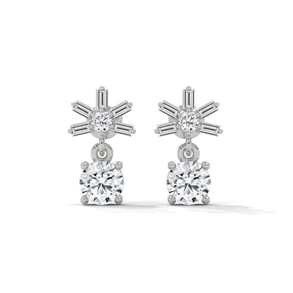 1 TCW Round & Baguette Cut Moissanite Huggies Earrings