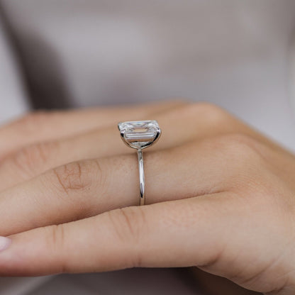 Emerald Solitaire Lab Grown Diamond Engagement Ring