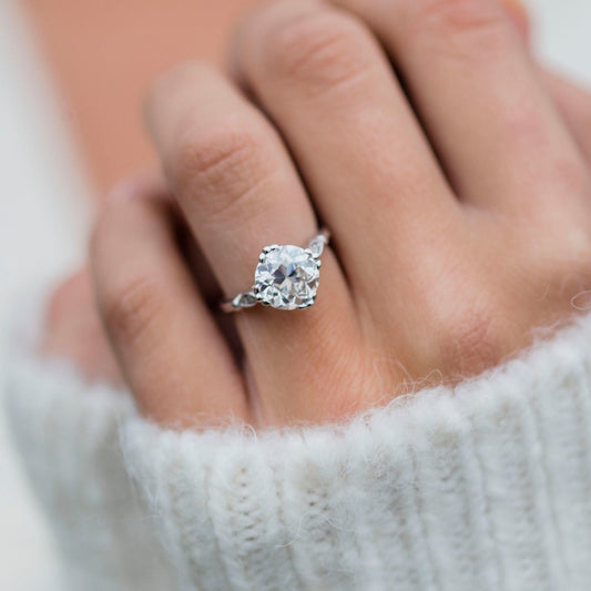 Round Vintage Pave Lab Grown Diamond Engagement Ring