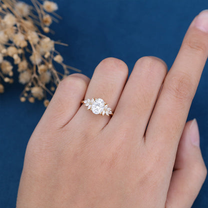 Oval Cluster Lab Grown Diamond Engagement Ring