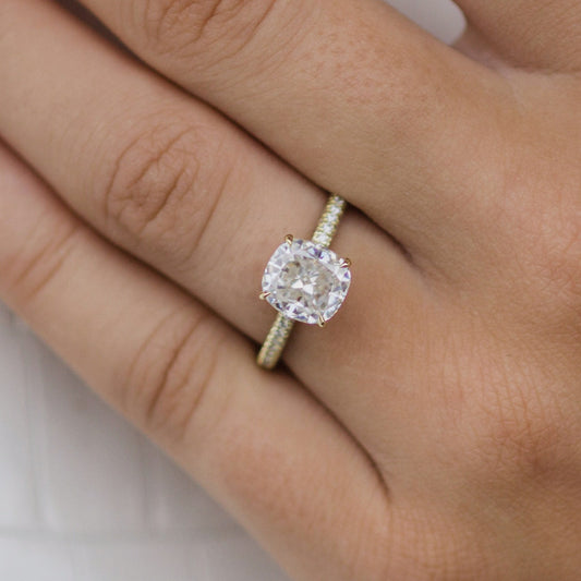 Cushion Pave Lab Grown Diamond Engagement Ring